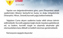 HAVA DURUMU İÇİN UYARI GELDİ